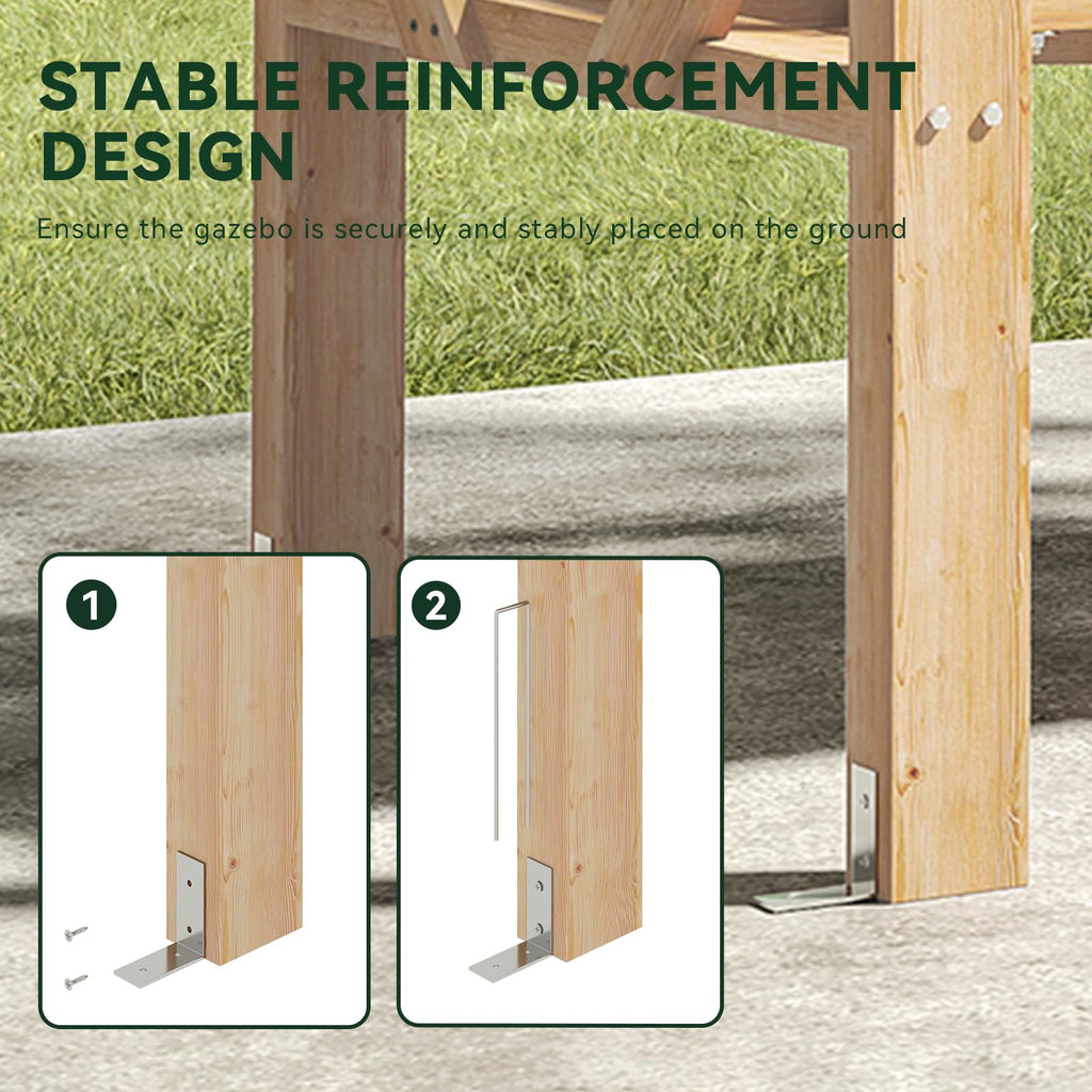 Porch Swing Cedar Wood Pergola with 3-Seat Hanging Bench, Natural