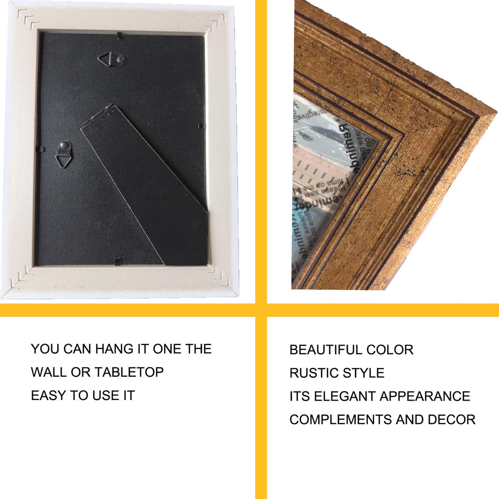 8x10 Picture Frame Set of 4, Rustic Bronze Picture Frames for Table or Wall Hanging