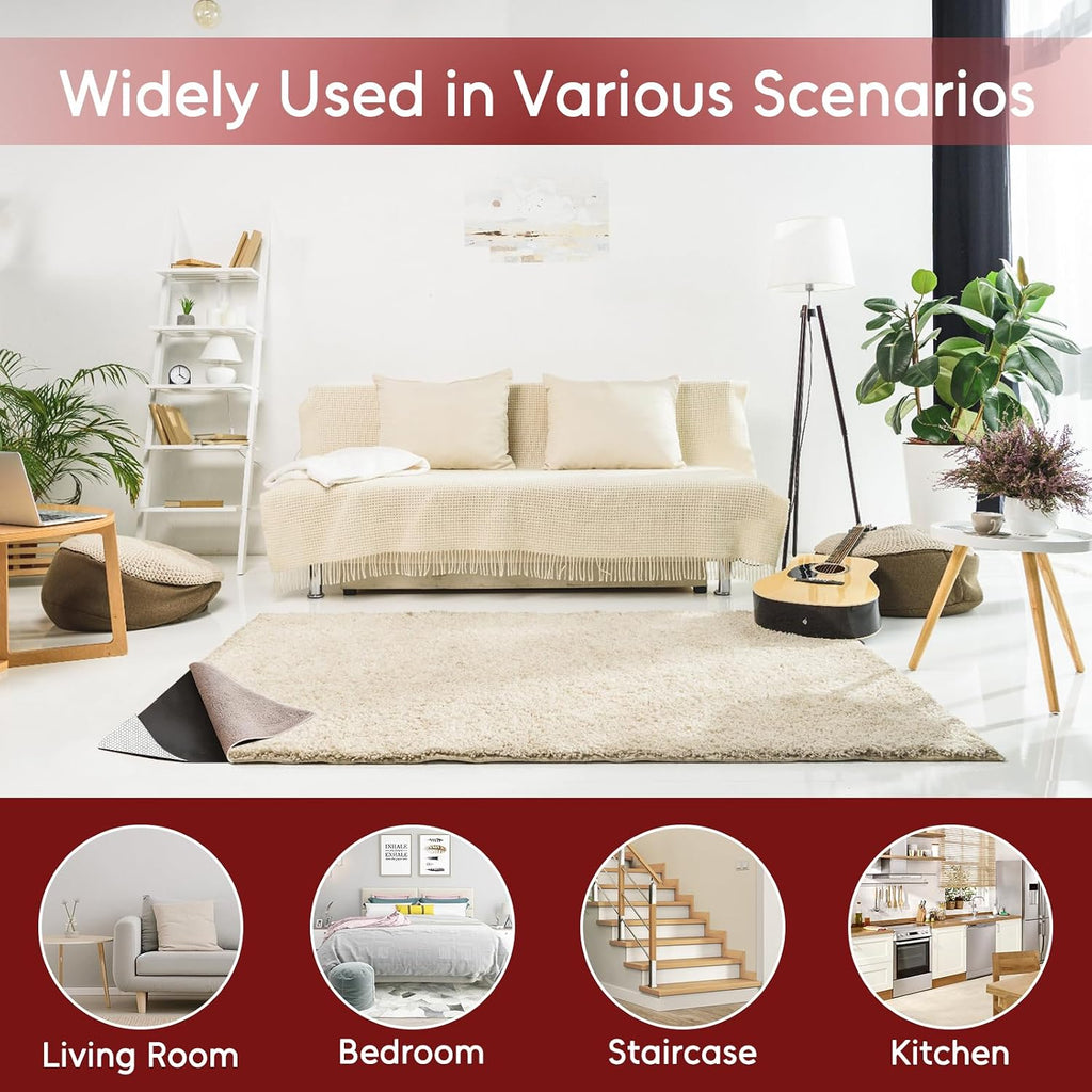 Felt and Rubber Backing Rug Pad, 3"x10" Non-Slip Rug Pads, 1/8" Thick, Under Area Carpet Protective Pads, Cushioned