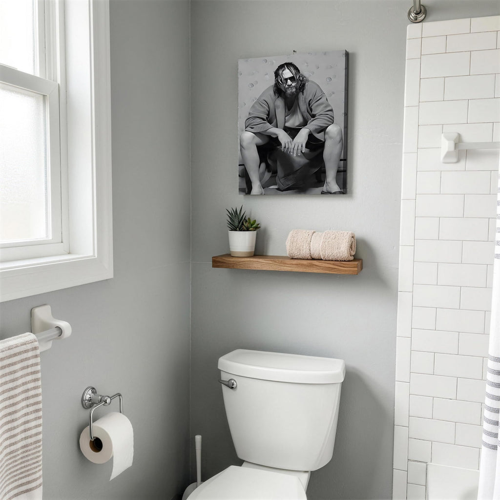 Iconic Framed Canvas Wall Art Bathroom Decor The Big Lebowski The Dude Sitting Movie Poster Prints Noir Toilet