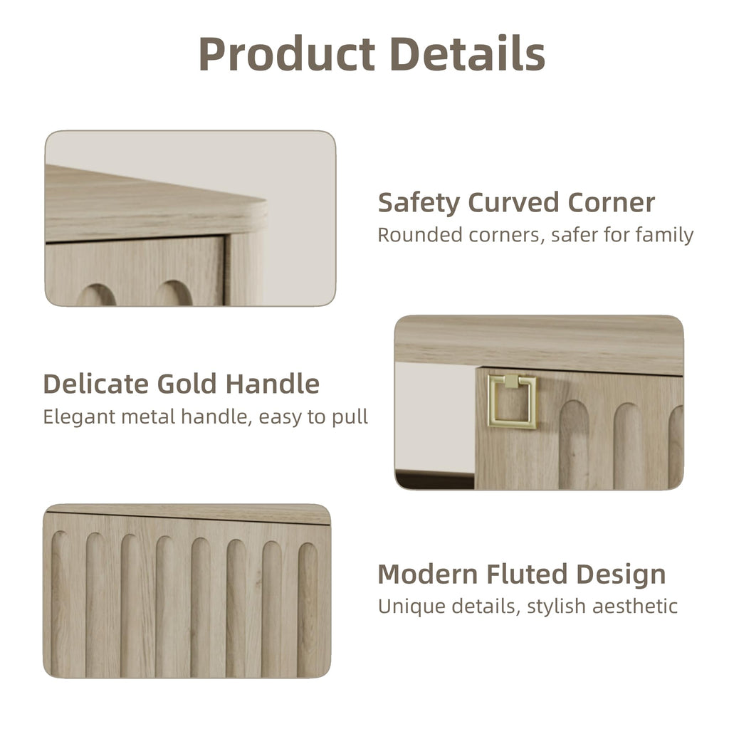 Fluted Modern TV Stand, 70" TV Console