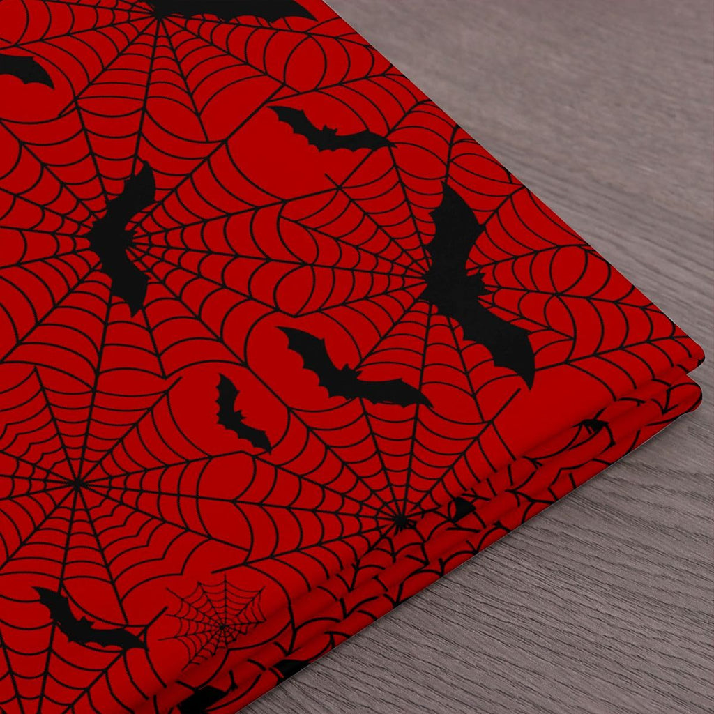Black Bat Fabric by The Yard Black Red Spider Web No Stretch Fabric for Sewing Supplies Halloween Theme Decor Soft
