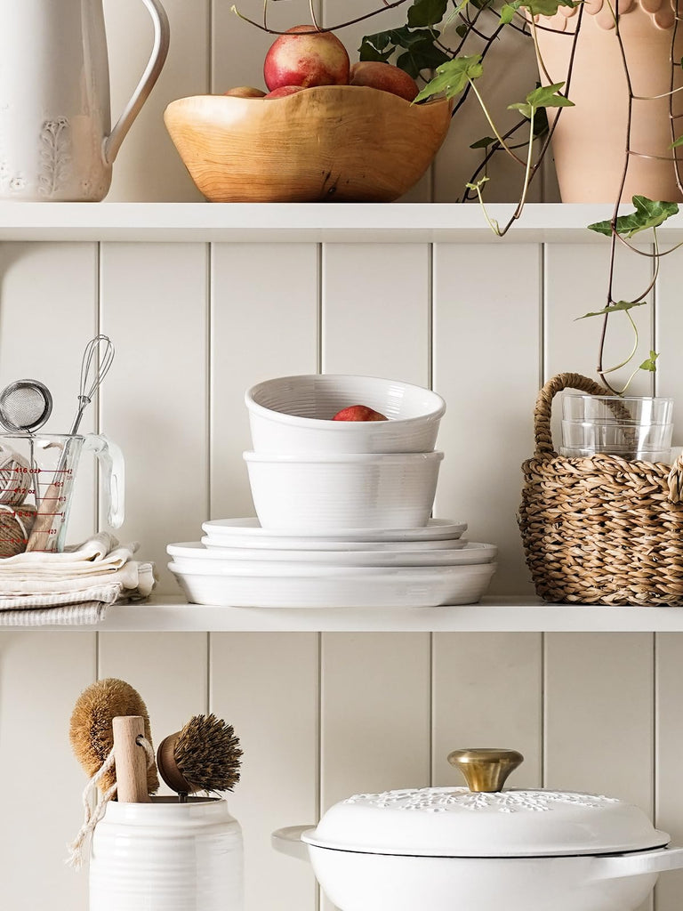 Ceramic Dinnerware Set for 4, 12-Piece Plates and Bowls, White