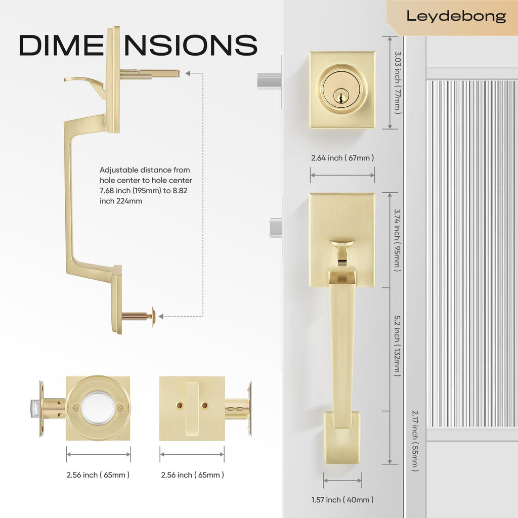 Crystal Glass Entry Door Knob and Single Cylinder Deadbolt Lock and Key
