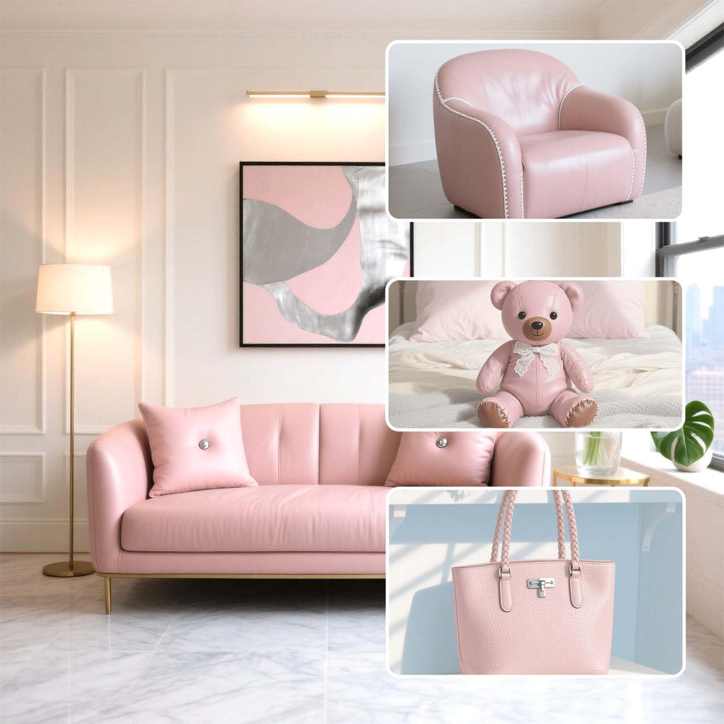 Faux Leather Fabric Smooth Solid 54" x 36" (Pink)