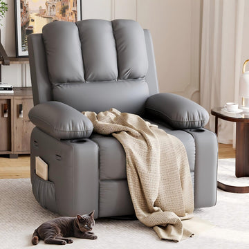 Recliner Chairs, Classic Manual Leather Recliner
