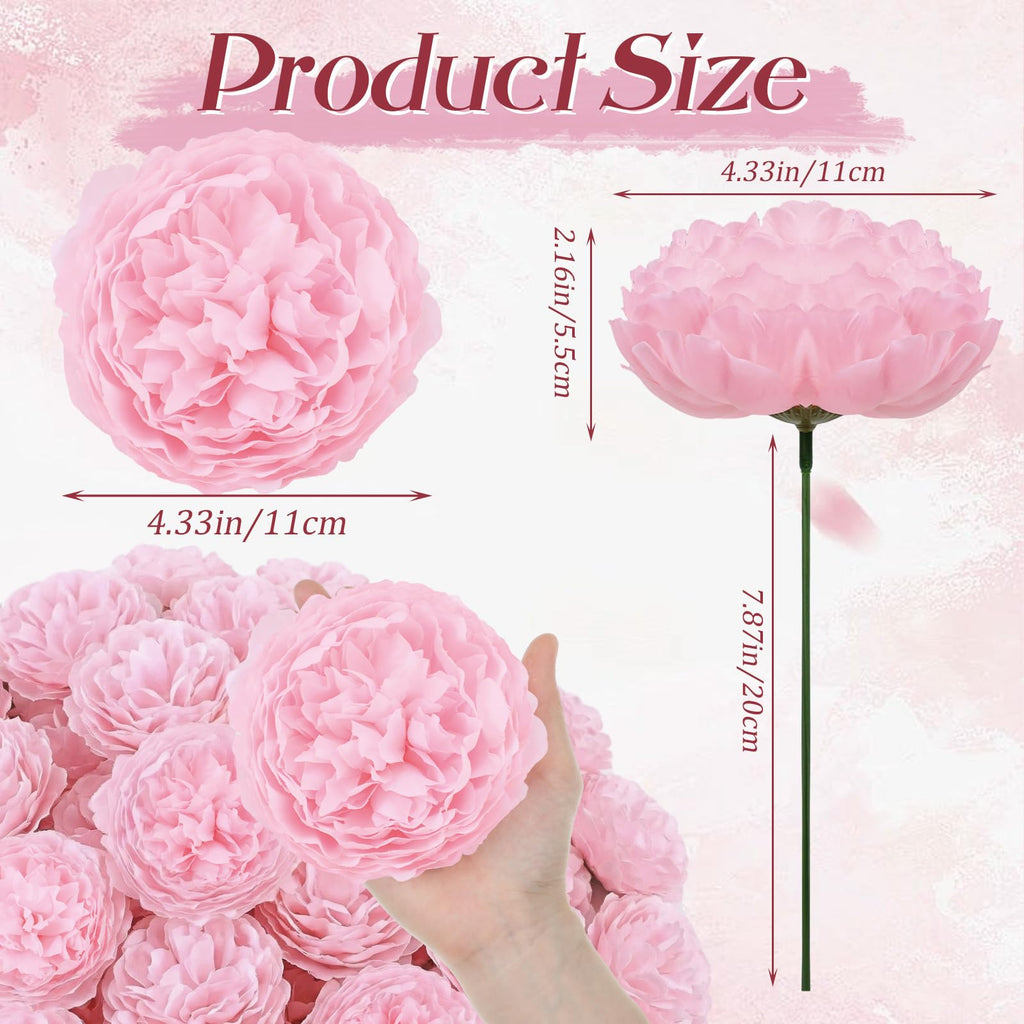 50 Pcs Flowers Artificial Peony Rose Heads for Wedding, Pink