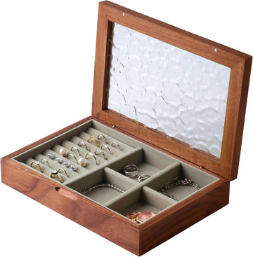 Wooden Jewelry Box, Vintage Medium Size Organizer, ek06-m-walnut