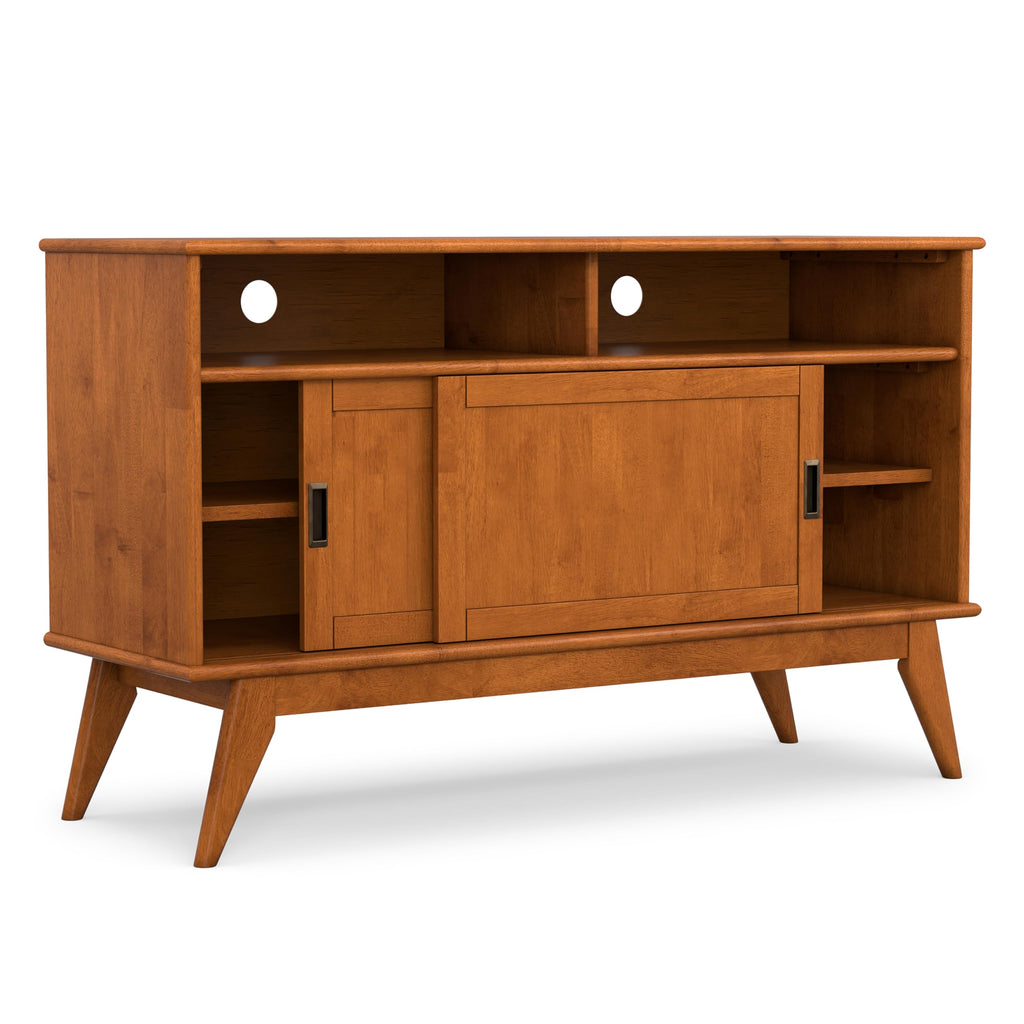 Draper 54" Wide Solid Wood TV Stand in Teak Brown