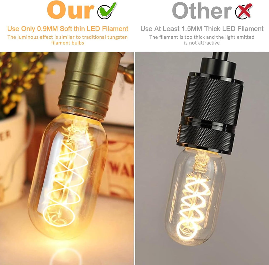 E26 LED Bulb 6W Equivalent 60 watt, Vintage Edison Bulbs, Warm White 2700K Clear E26 Edison Bulb dimmable,Tubular T14