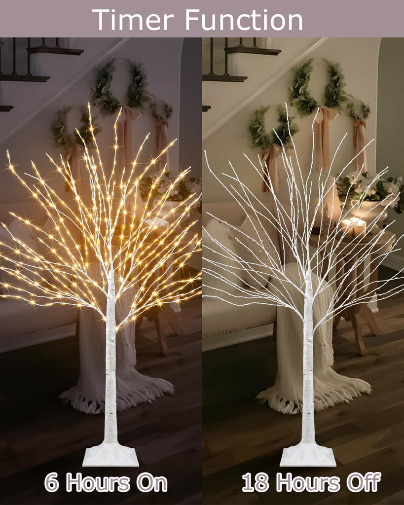 4 FT Lighted White Birch Tree with 432 LED Lights, 8 Modes & Timer
