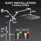 Wide High Pressure Rain Shower Head with Handheld, Handheld Shower Heads with Multi Spray Modes