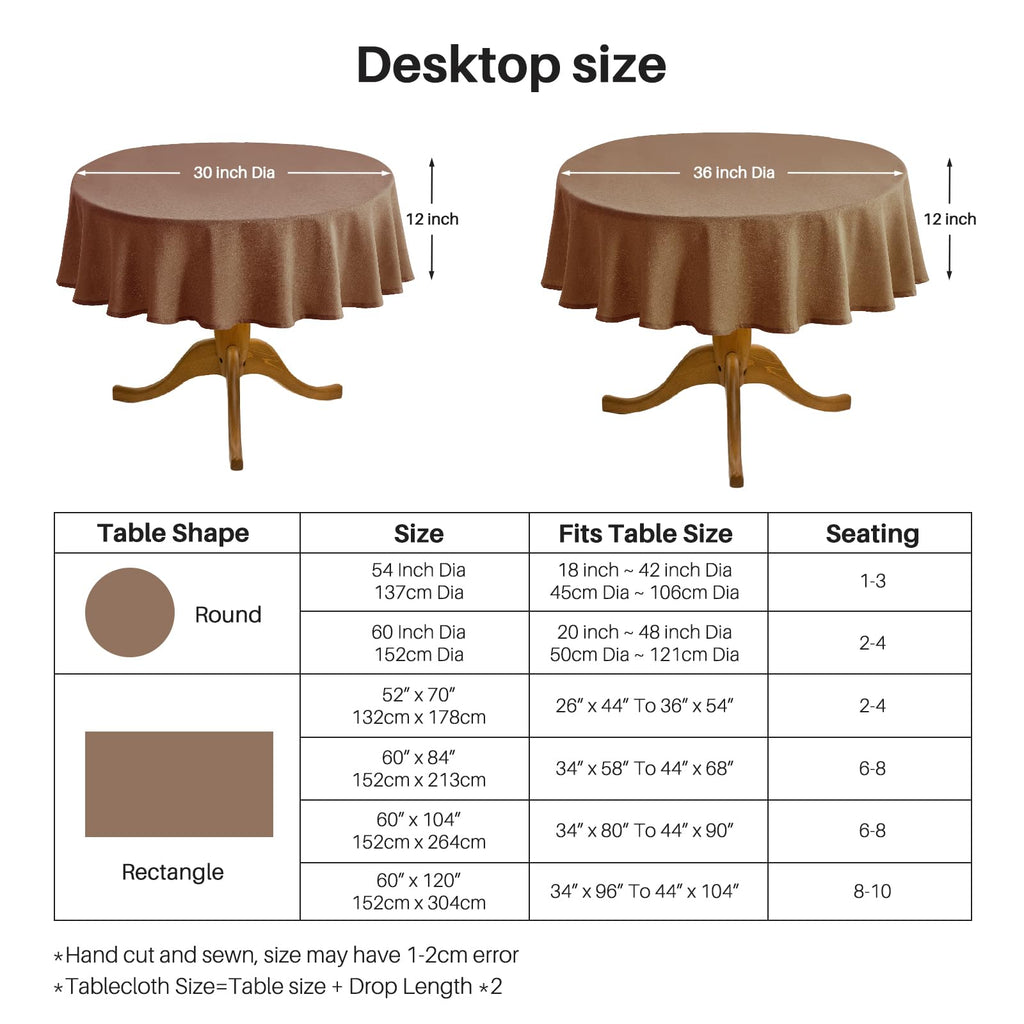 Textured Round Tablecloth Coffee 60 Inch Fall Table Cloth 2-4 Seats