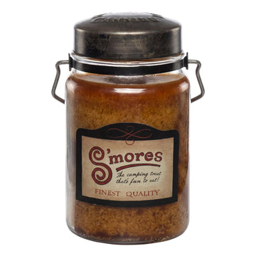 S'Mores | 26 oz Scented Candle | USA-Poured | Vintage Rustic Jar with Carrying Handle | Toasted Marshmallow