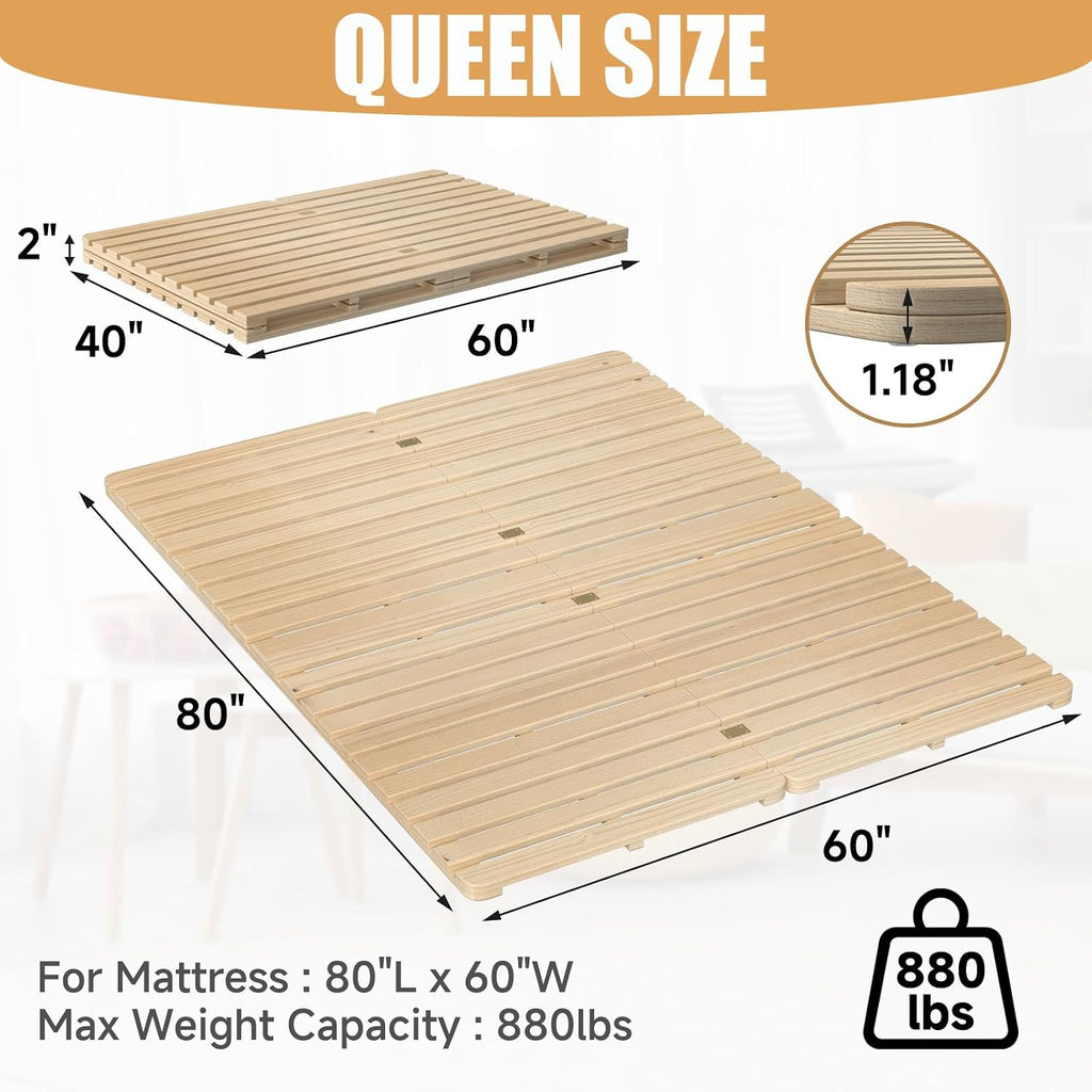 Floor Bed Frame, Foldable Tatami Bed Frame Futon Frame