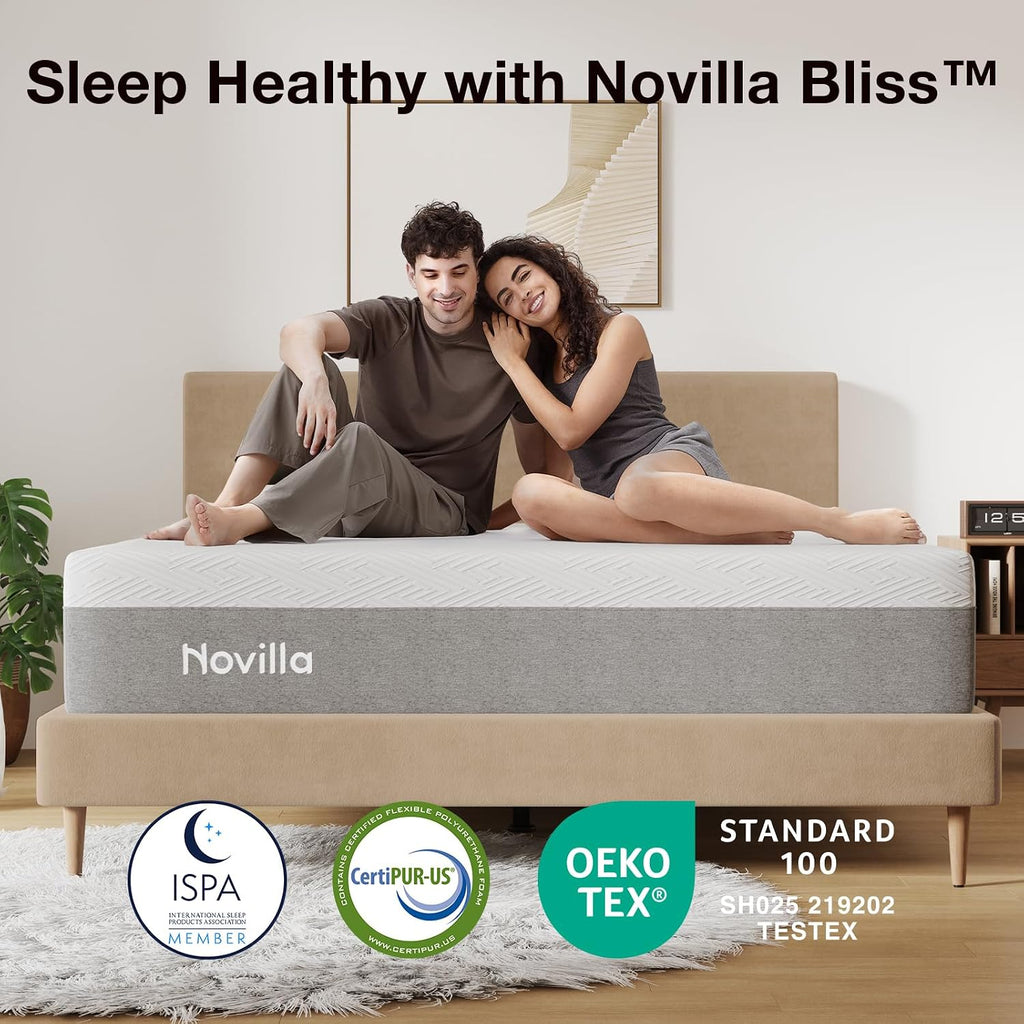 Bliss Queen Size Mattress, 12 Inch Gel Memory Foam Mattress Queen | Cool Night Sleep & Pressure Relief, Support Foam