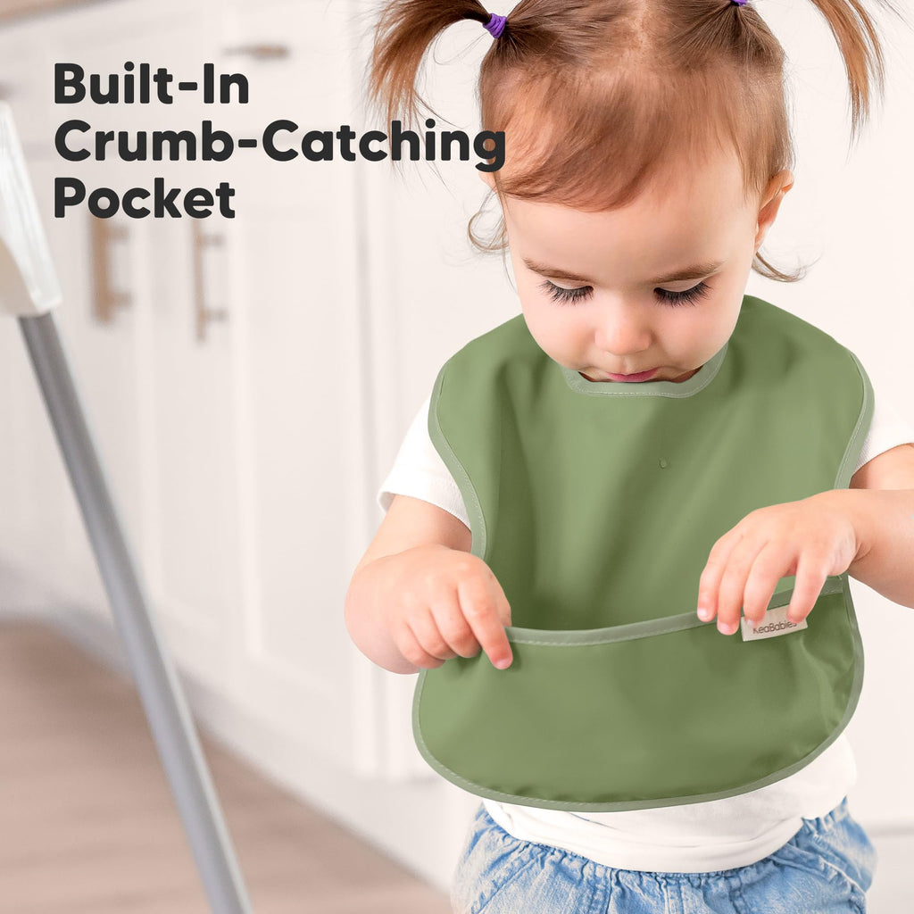 Pack Waterproof Baby Bibs for Eating, Lightweight, Slate