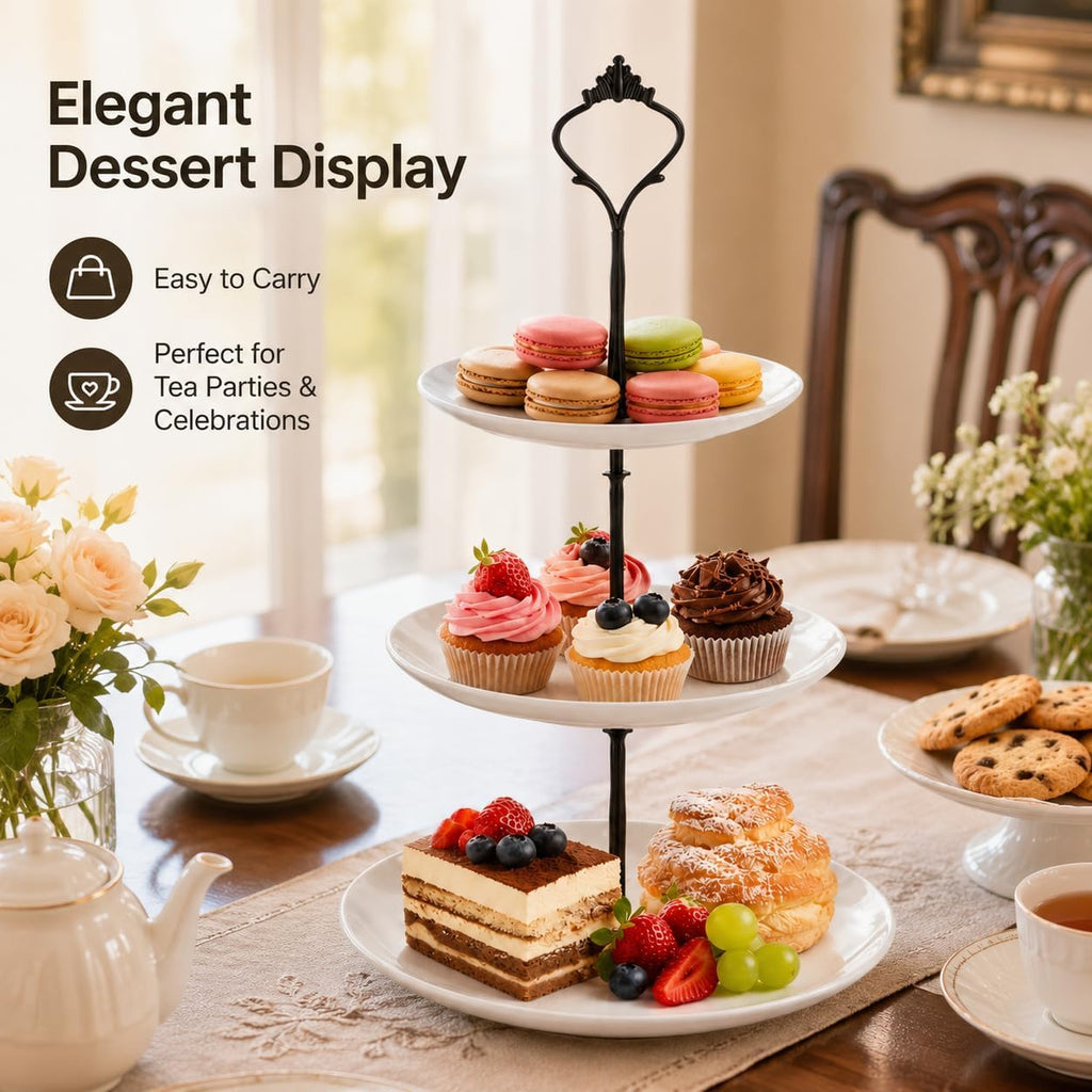 Tiered Tray Hardware Kit, Crown Handle Black 3-Tier - Set of 15