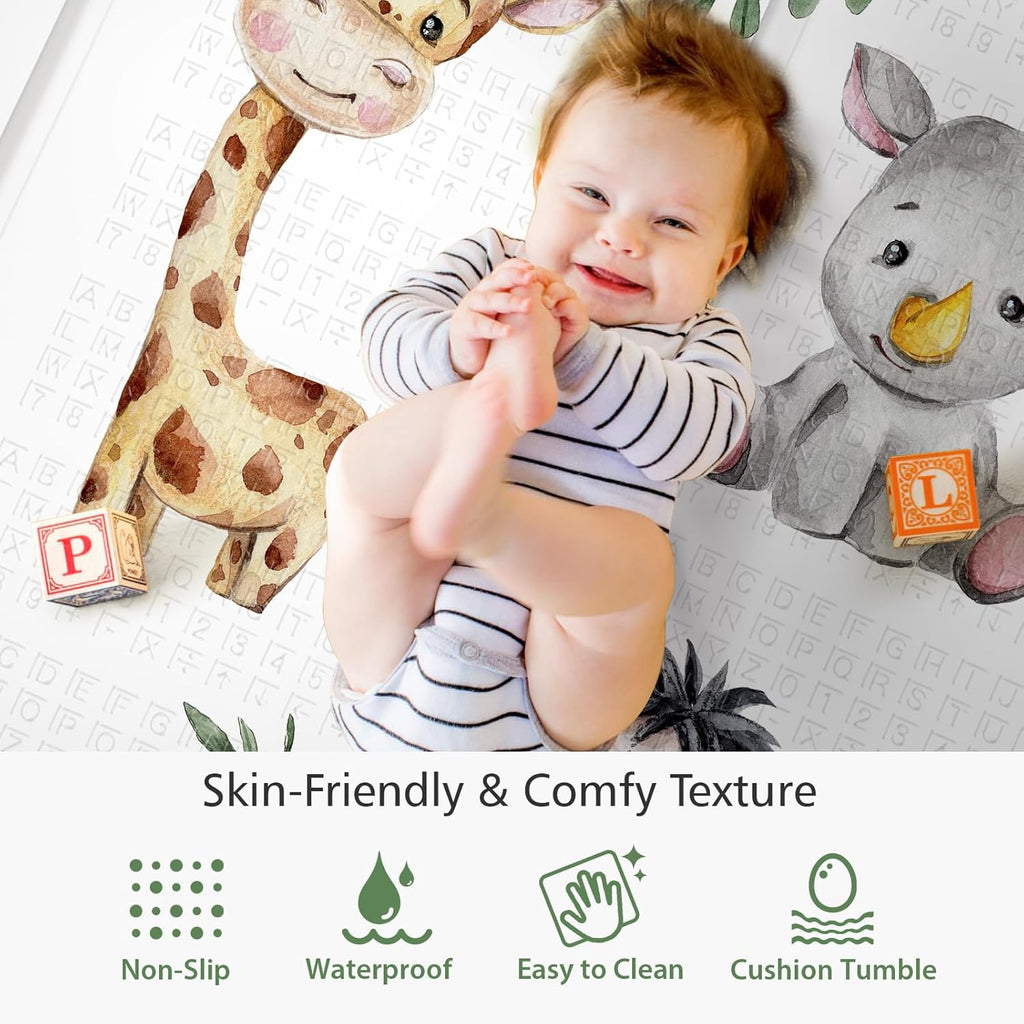 Foldable Large Play Mat for Babies, Non Toxic Foam Play Mat, Thick & Waterproof Baby Playmat for Floor, 79 x 71