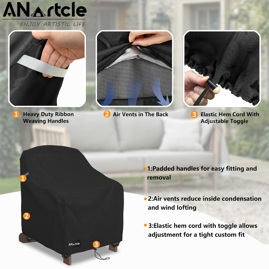 Adirondack Chair Covers 2 Pack, 600D Waterproof Heavy Duty Outdoor Chair Covers, Patio Adirondack Chair Cover(30W x 34D