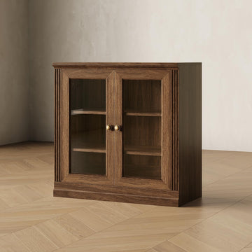 Monos 32-Inch Modular Sideboard Buffet Cabinet with Acrylic Doors, Walnut