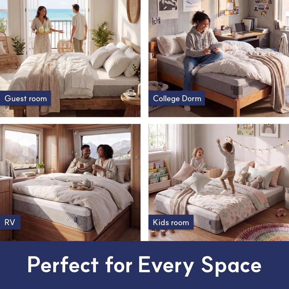 Queen Mattress, 12 Inch Queen Size Mattress, Essential Graphite Cooling Memory Foam Mattress in a Box, Pressure