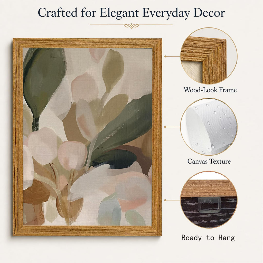 Framed Botanical Wall Art, Abstract Plant Canvas Print