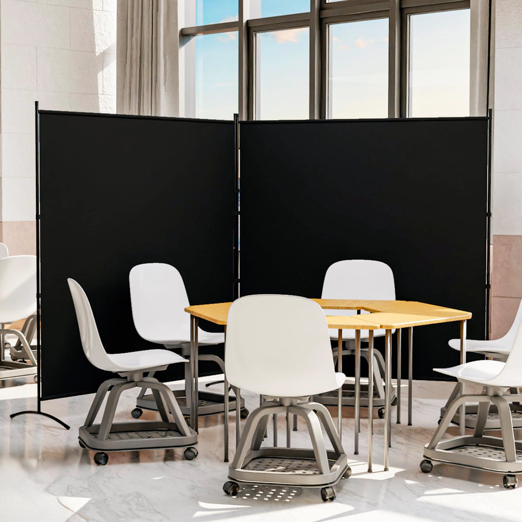 2 Panel Large Room Divider, Folding Privacy Screens for Room Partition, Black