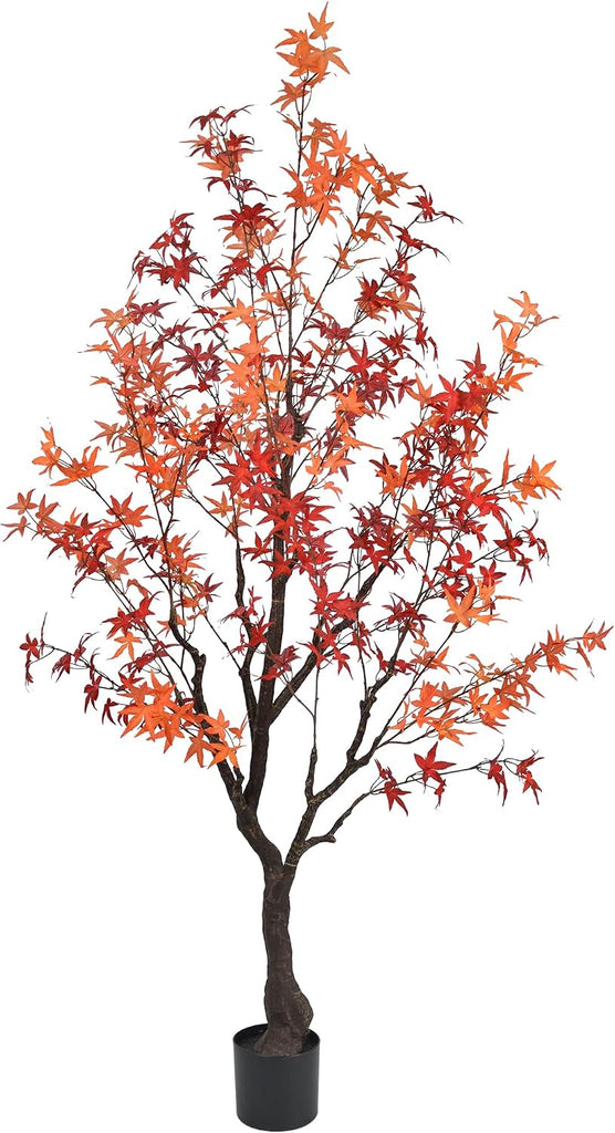 6.3ft Tall Artificial Maple Tree, Faux Maple Plant with Thick Trunk & Realistic Leaves, Potted Fake Tree for Indoor