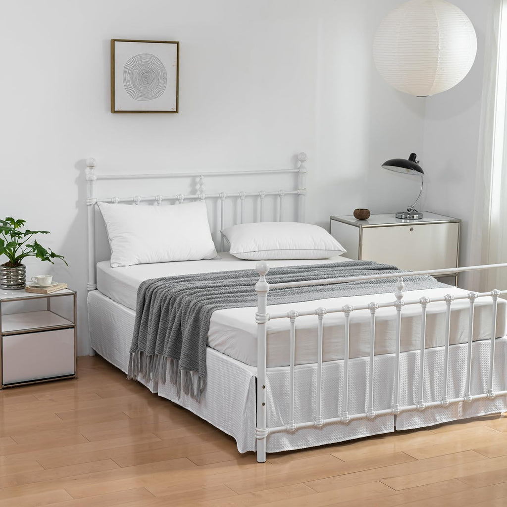 Bed Skirt - Pleated Waffle Weave Tailored 16 Inch Drop