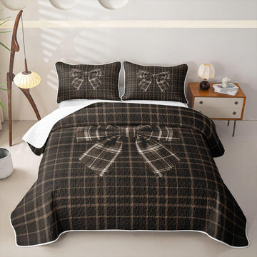 Checkered Bow Quilt Set Full