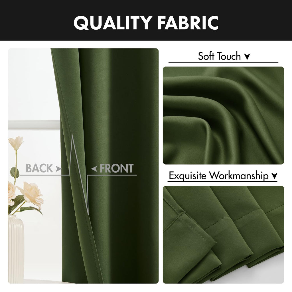 Olive Green Blackout Curtains 84 Inch Length 4 Panels