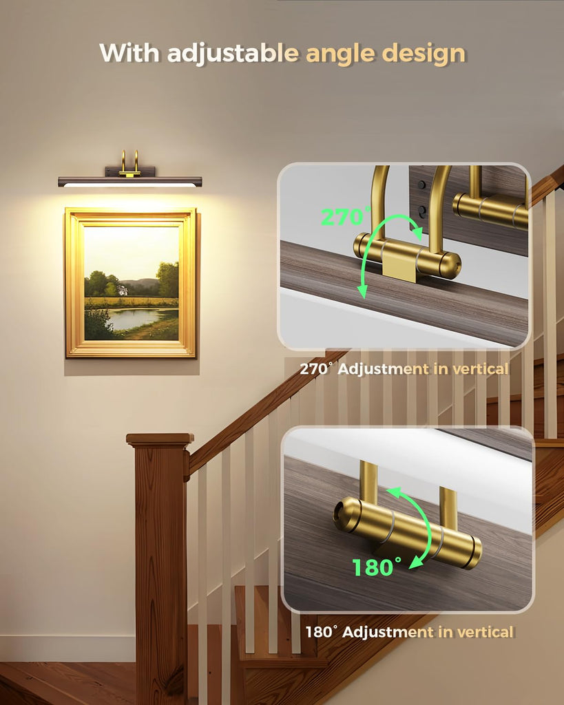 Picture Light,15.7′′ Wireless Battery Operated Rechargeable LED Wall Light with Remote,Dimmable Art Light