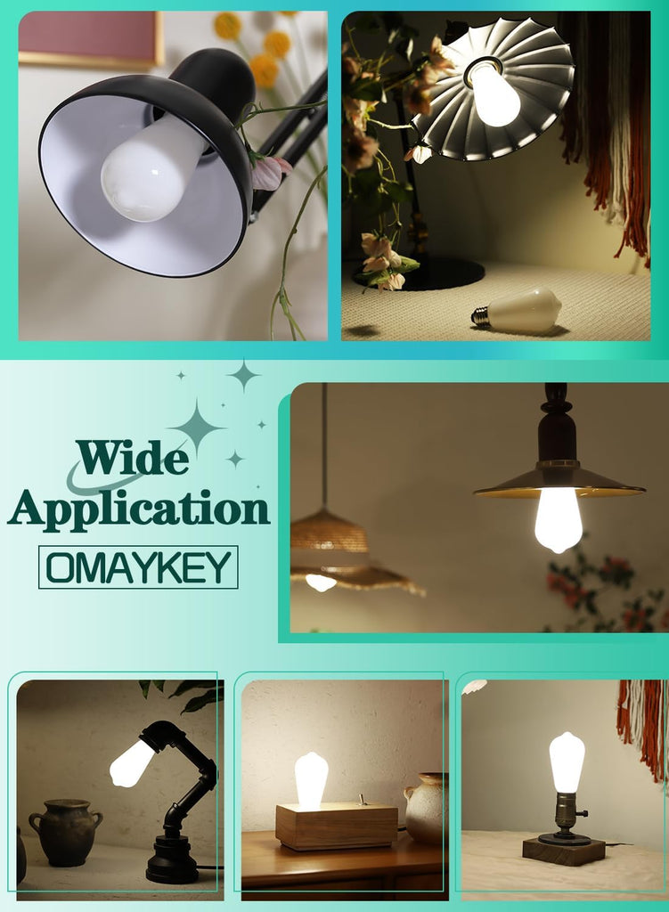8W Dimmable ST58 Opal LED Bulbs, 4000K, 800 Lumens, 8 Packs