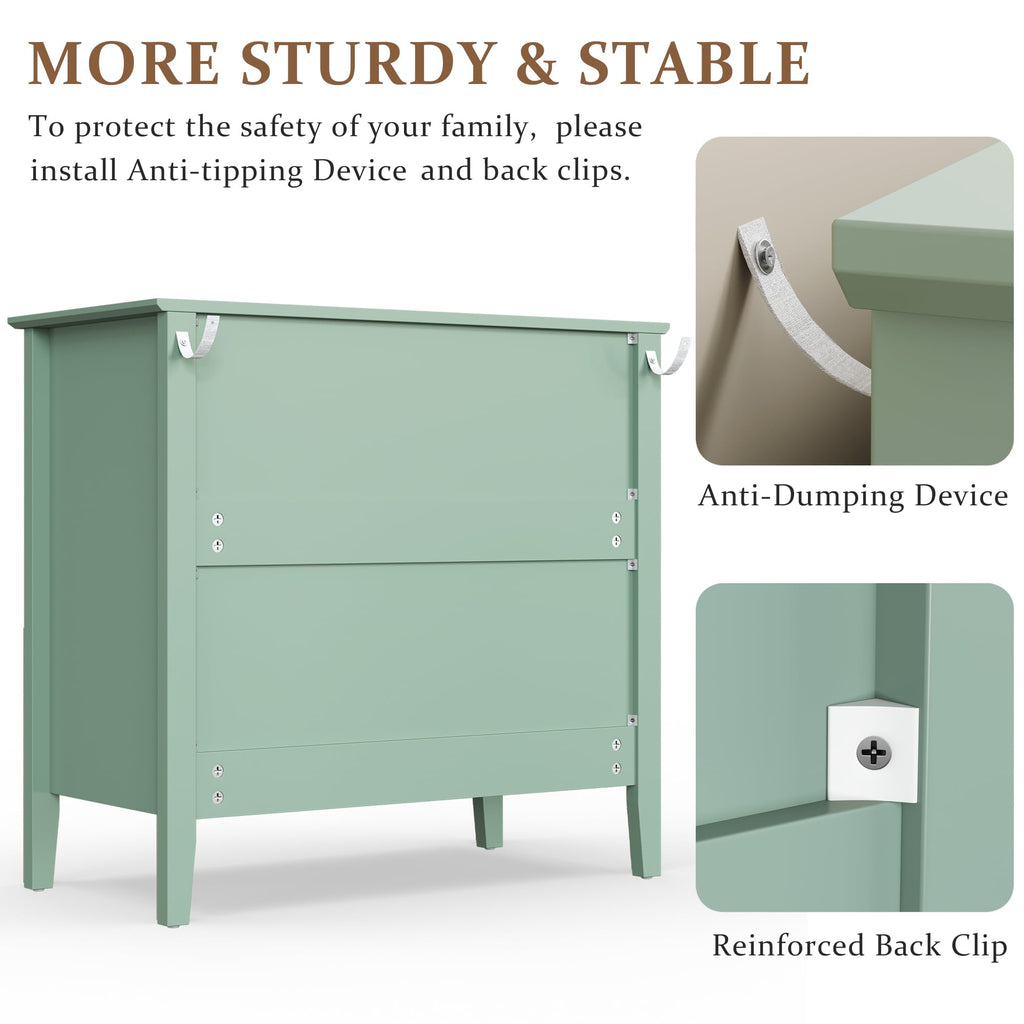 32" Large Nightstand with 3 Spacious Drawers, Wood Bedside Table