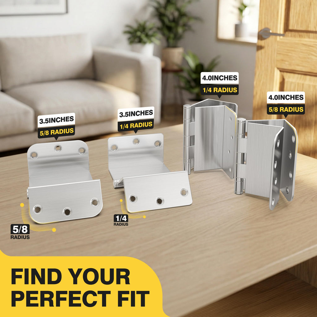 Offset Door Hinges, 3.5 Inches, 5/8" Radius, Brushed Nickel, 3 Packs