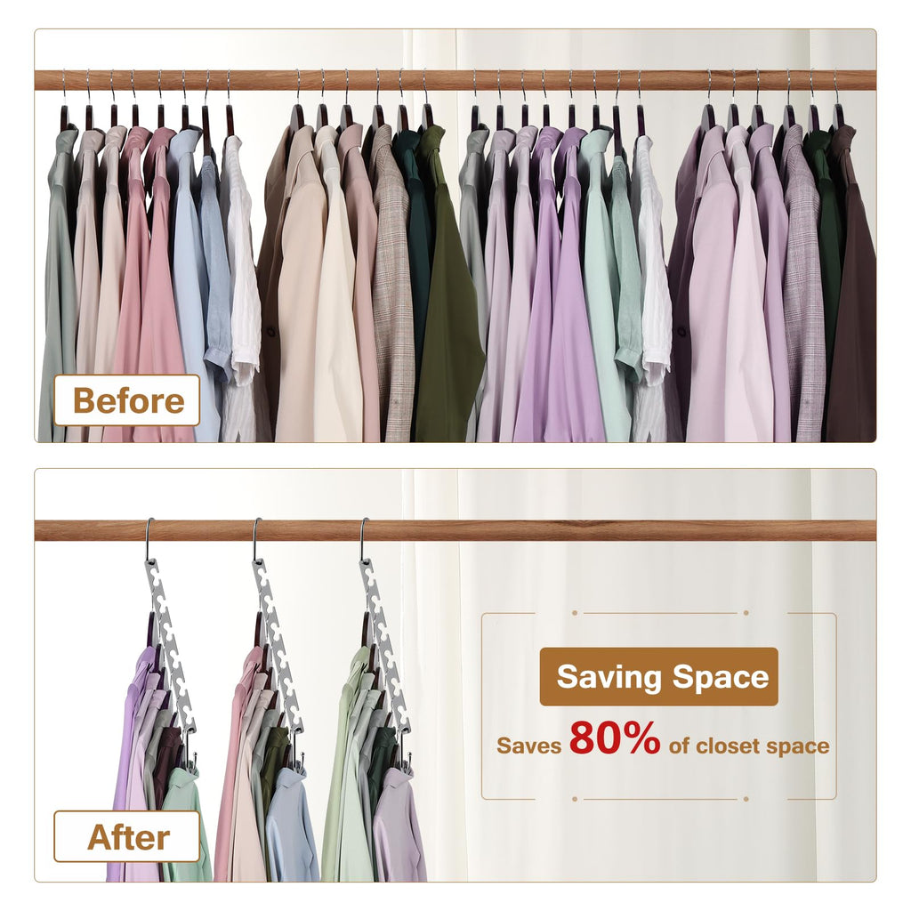 Space Saving Hangers for Clothes 8 Pack, Sturdy Metal Hangers Wardrobe Organizer, Magic Cascading Hanger, Closet