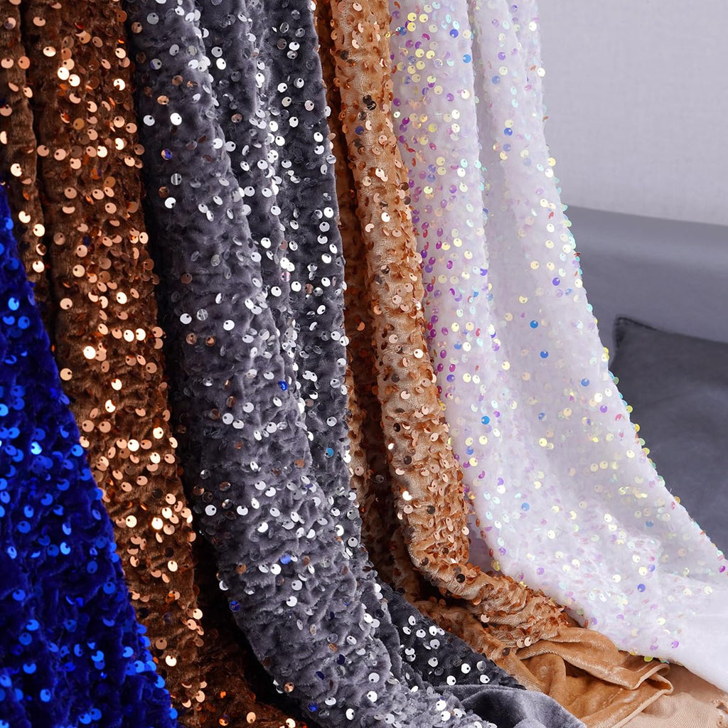 Velvet Sequins Stretch Fabric By The Yard Velvet Sequins 2 Way Stretch Fabric for Fashion, Crafts, Backdrops, 2 Yard