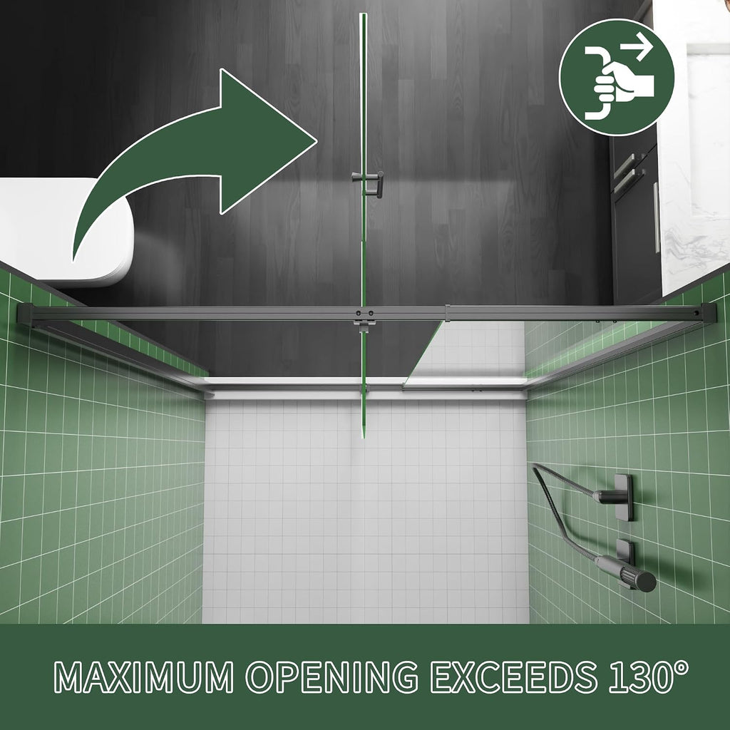 38 - 42 Inch W x 71 Inch H Semi-Frameless Pivot Shower Door