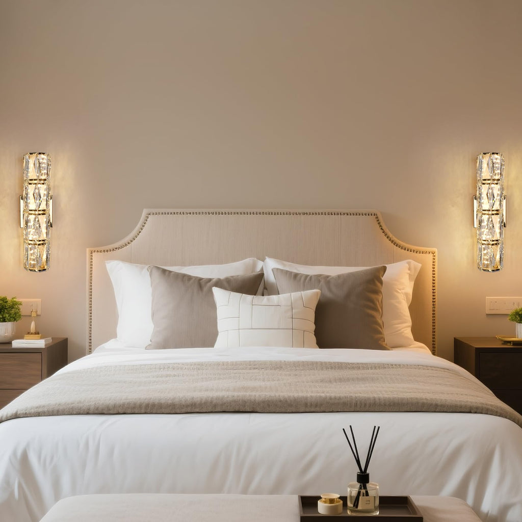 Gold K9 Crystal Wall Sconce, Hardwired LED Wall Light