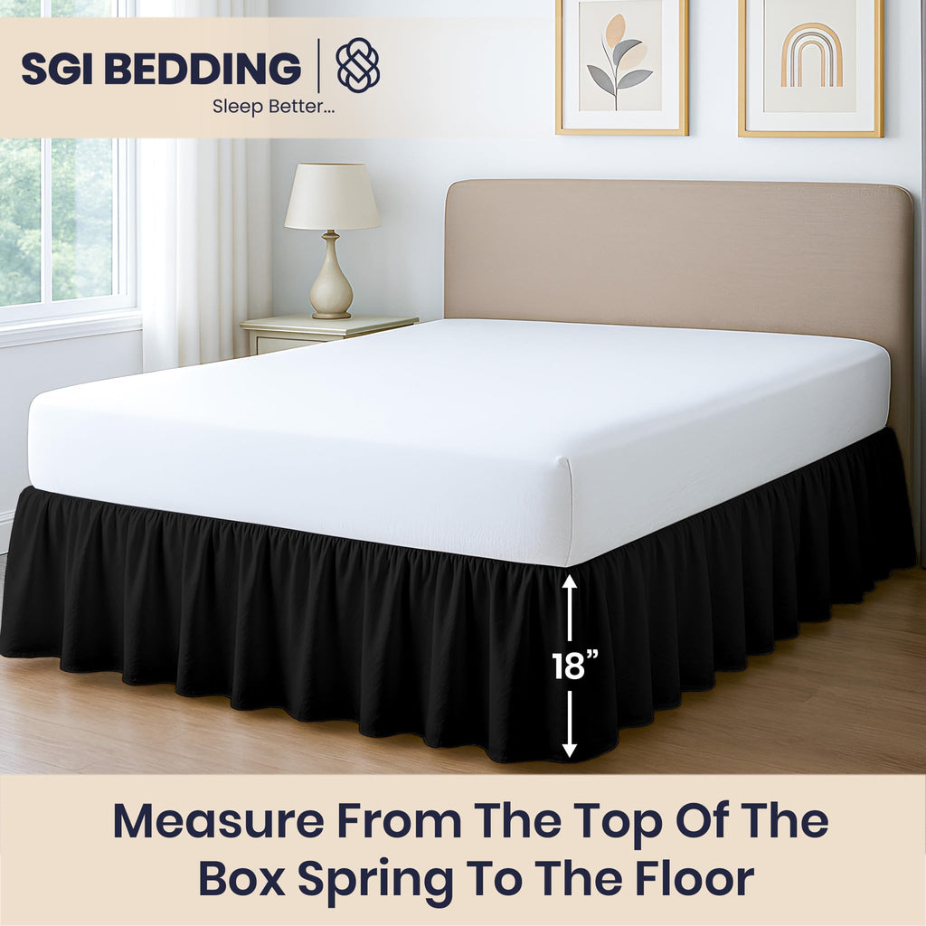 18 Inch Drop Ruffled Bed Skirt Twin Size - Classic Gathered Styling, Platform Style Dust Ruffle with Secure Fit