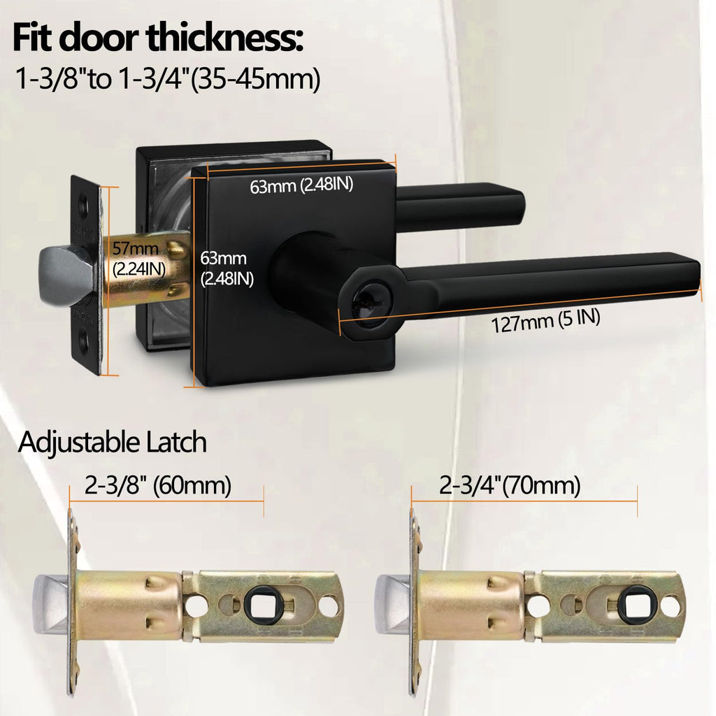 3Pack) Different Key Entry Lever Lock in Venetian Matt Black for Exterior Door,HD1601-DB-ET-3P