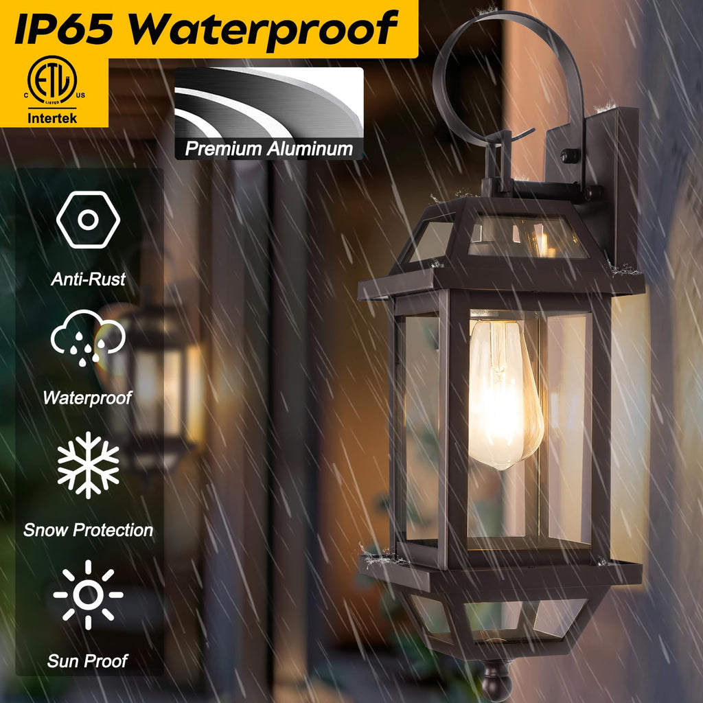 Large Industrial Porch Light 18" Bronze Large Outdoor Lantern
