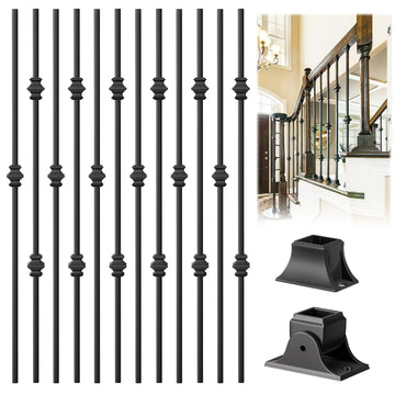 Staircase Balusters, 12-Pack Hollow Stair Spindles 40" Single Knuckle with Double Knuckle 1/2" Iron Balusters for