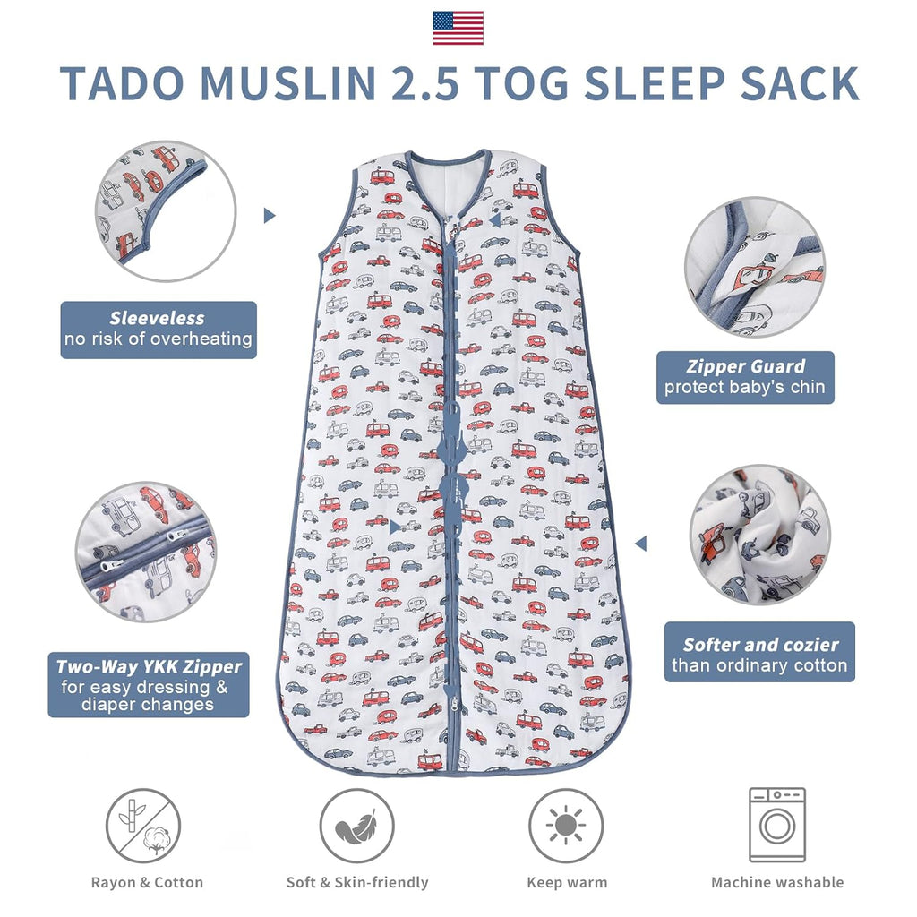 Toddler Sleep Sack 2.5 TOG, 70% Rayon from Bamboo and 30% Cotton Baby Wearable Blanket Winter 2.5 TOG Sleeping Sacks