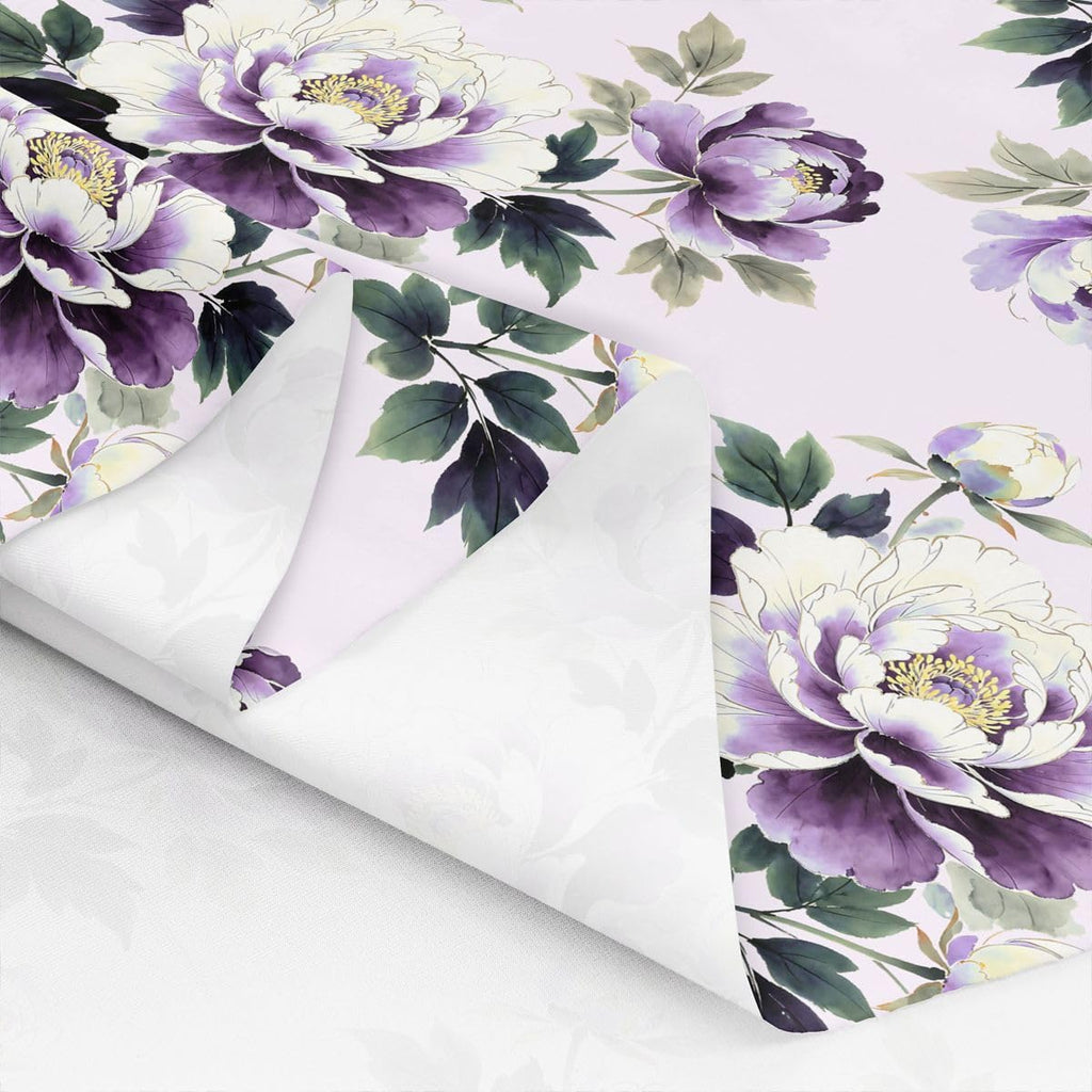 Purple Peony Floral Soft Upholstery Fabrics Spring Elegant