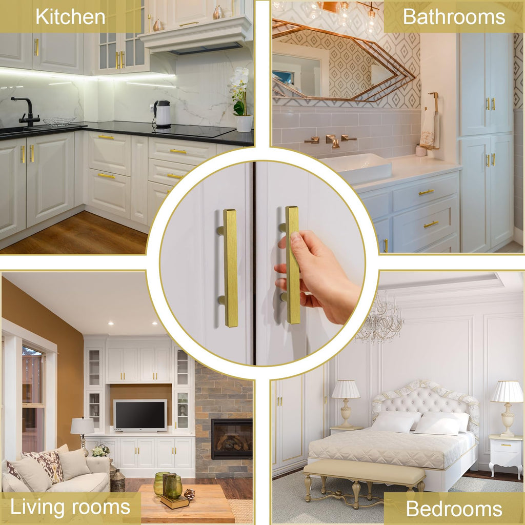 30 Pack Brushed Brass Kitchen Cabinet Handles 5" Length Drawer Pulls
