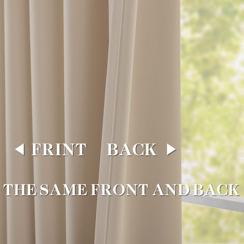 Sand Pinch Pleated Blackout Curtains with Hooks - 144 inches Extra Long Room Darkening Thermal Insulated Window