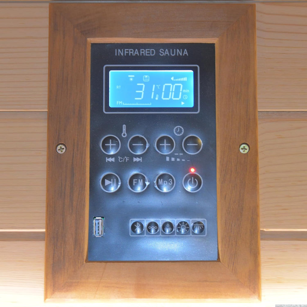 48.8" 2 Person Outdoor Infrared Sauna Room,Fir & Red Cedar Wood Home Spa Cabin,8 Epoxy Heating Panels,2000W,LED