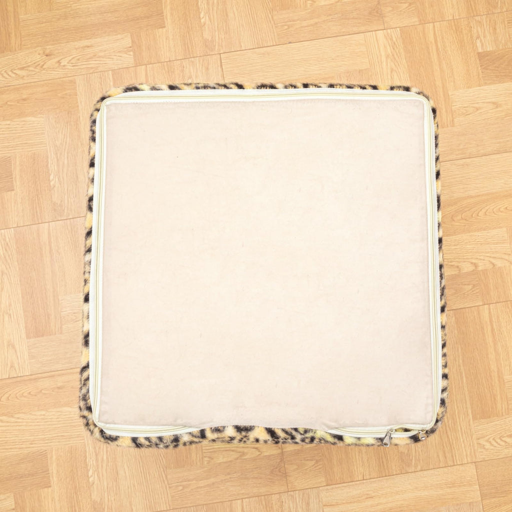 Square Ottoman Footrest Pouf Foot Stool 20x20x14In, Leopard Print
